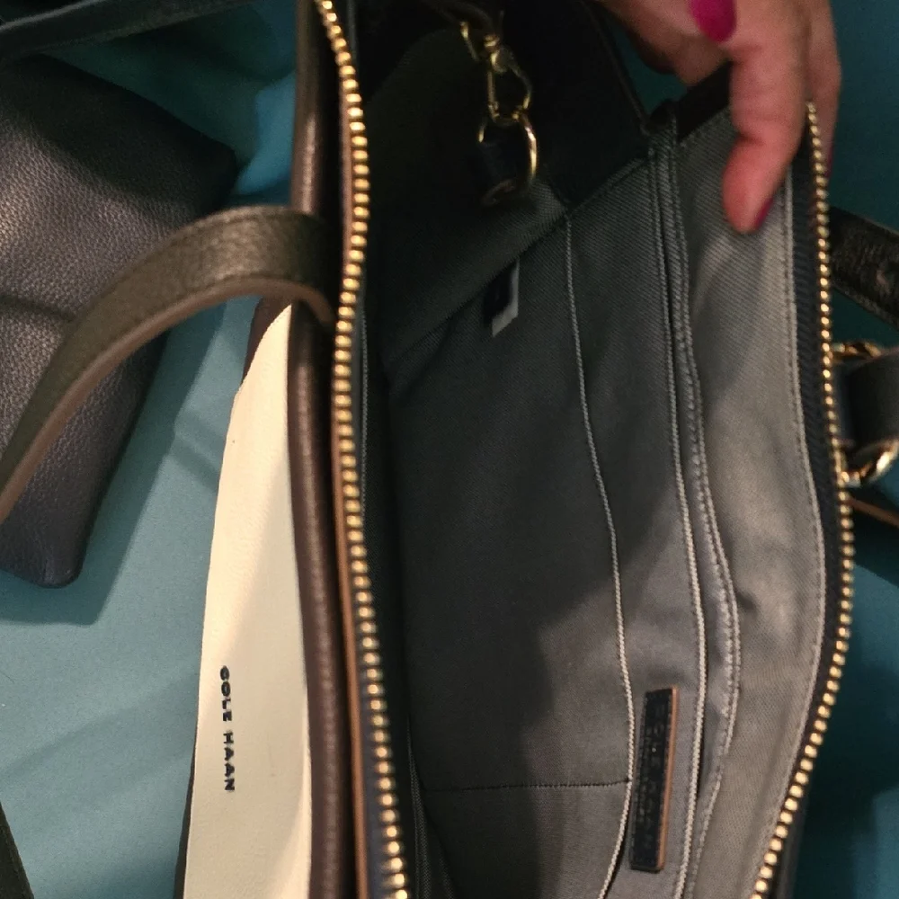 Cole Haan Two-Tone Leather Briefcase with Pouch - Picture 2 of 2